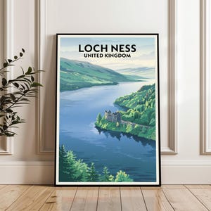 Loch Ness Poster, Loch Ness Travel Poster, United Kingdom Print, Loch Ness Wall Art, Loch Ness Landscape Poster, Nature Adventure Poster