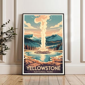 Yellowstone National Park Poster, Yellowstone Travel Poster, Yellowstone Print, Yellowstone Landscape Print, Volcanic Poster