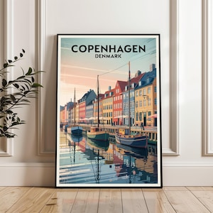 Copenhagen Print, Denmark Travel Poster, Scenic Landscape Wall Art, Copenhagen City Gift, Vintage Poster Print, Copenhagen Art