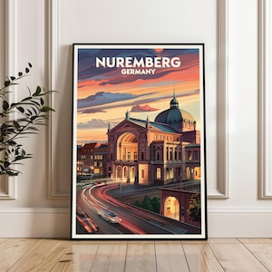 Póster de Núremberg, Impresión del paisaje urbano de Núremberg, Arte mural de Núremberg, Póster de viaje de Núremberg, Regalo de la ciudad de Núremberg, Arte de Núremberg