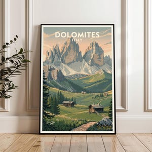 Dolomites Poster, Italy Travel Poster, Dolomites Italy Print, Dolomites Wall Art, Coast Landscape Print, Natural Adventure Gift