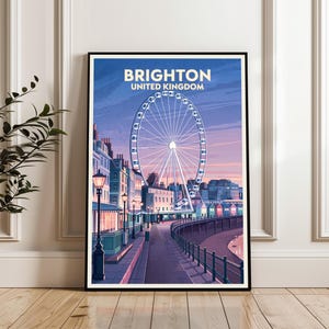 Brighton Poster, Brighton Travel Poster, United Kingdom Print, Brighton Wall Art, Brighton Landscape Poster, Travel Gift Print