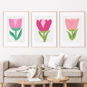 Printable tulip wall art, bohemian tulip prints, tulip posters, tulip digital downloads, tulip prints