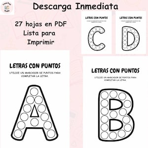 Letras con Puntos PDF | 27 Hojas para Imprimir | Actividad Montessori | Abecedario con Marcadores | Preescolar y Homeschool ,montessori
