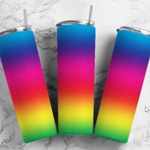 Bright Ombre Gradient Tumbler Wrap PNG Seamless Sublimation Designs Downloads - Skinny Tumbler 20oz Design