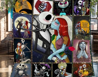 Jack Skellington Christmas Fleece Blanket, Jack Skellington Vintage Personalized Fleece Blanket, Personalized Fleece Blanket, Christmas Gift