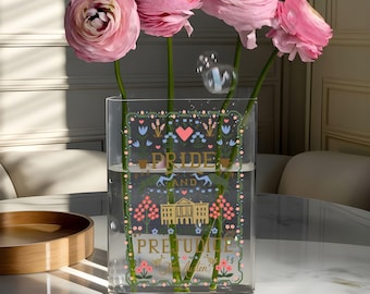 Stolz und Vorurteil Acryl Büchervase, Stolz und Vorurteil Personalisierte Blumenvase, Geschenk für Buchliebhaber, Wohnkultur