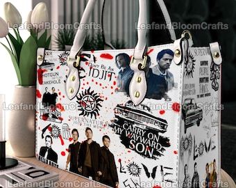 Supernatural leren handtas, Supernatural gepersonaliseerde schoudertas, vintage crossbodytas, aangepaste tas aan de bovenkant