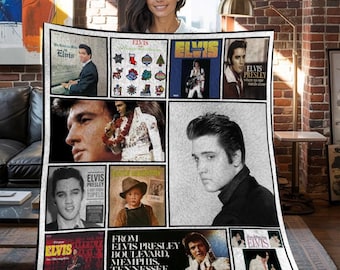 Manta polar navideña de Elvis Presley, Manta polar vintage personalizada de Elvis Presley, Manta polar personalizada, Regalos de Navidad