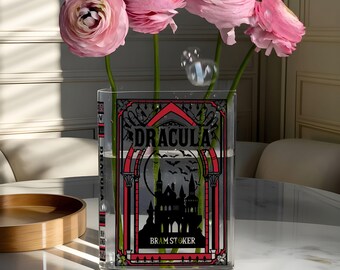 Dracula Acrylic Book Vase, Dracula Personalized Flower Vase, Gift For Book Lover, Home Decor