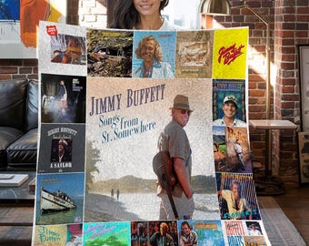 Jimmy Buffett Christmas Fleece Blanket, Jimmy Buffett Vintage Personalized Fleece Blanket, Personalized Fleece Blanket, Christmas Gifts