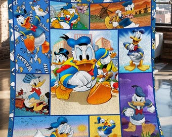 Donald Duck Christmas Fleece Blanket, Donald Duck Vintage Personalized Fleece Blanket, Personalized Fleece Blanket, Christmas Gifts