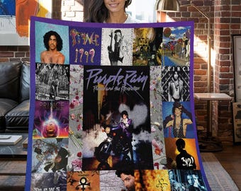 Prince Purple Christmas Fleece Blanket, Prince Purple Vintage Personalized Fleece Blanket, Personalized Fleece Blanket, Christmas Gifts