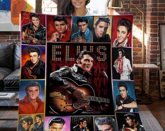 Elvis Presley Christmas Fleece Blanket, Elvis Presley Vintage Personalized Fleece Blanket, Personalized Fleece Blanket, Christmas Gifts