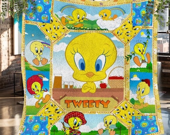 Vintage Tweety Bird Looney Tunes Sleeping Bag Blanket 1997 Warner