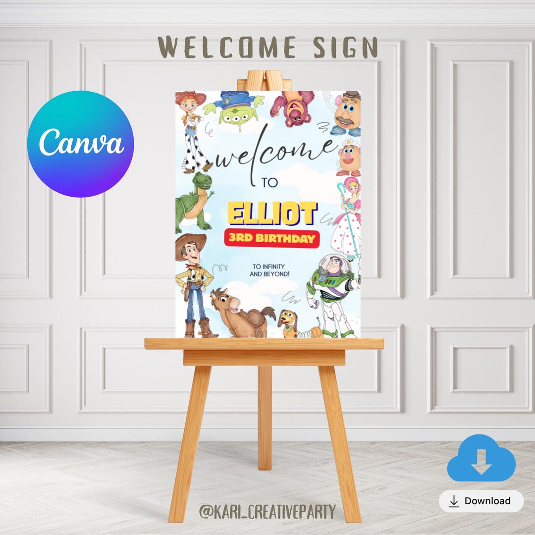 Toy Story Editable Welcome Sign | Birthday Party Printable | Instant ...