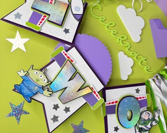 Buzz Lightyear High Chair Banner – Toy Story 1st Birthday banner/ Buzz lightyear prty decor/ Buzz lightyear banner