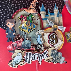 Personalized Wizard Cake Topper – Magical Party Decoration for Wizard - Wizard birthday cake topper- Wizard school theme party