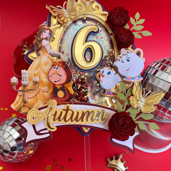Beauty and the Beast Cake Topper/ Princess Belle cake topper/ Beauty and the beast party decor