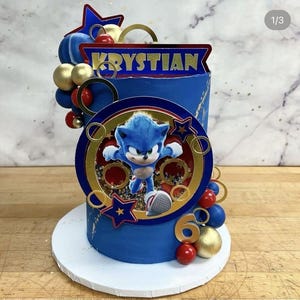 Sonic The Hedgehog Cake Topper/ Sonic Cake Topper/ Sonic party decoration / Sonic 3D Cake Topper/ Sonic Theme Party/ boy cake topper