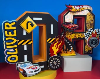Race Car 3D Letter/ Race car party decor/ Racing 3D letters