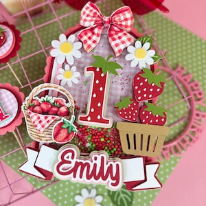 Strawberry Cake Topper/ Sweet berry First Birthday cake topper/ strawberry party decor/ Berry cake topper