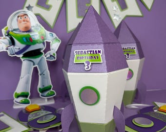Buzz Lightyear Rocket-bedankdoosjes/twee Infinity & Beyond-feestdecoraties/Buzz Lightyear-geveldozen