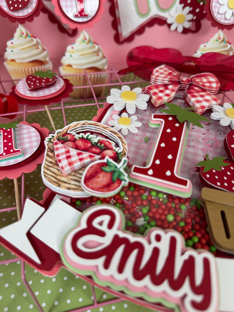 Strawberry Cake Topper/ Sweet Berry First Birthday Cake Topper ...