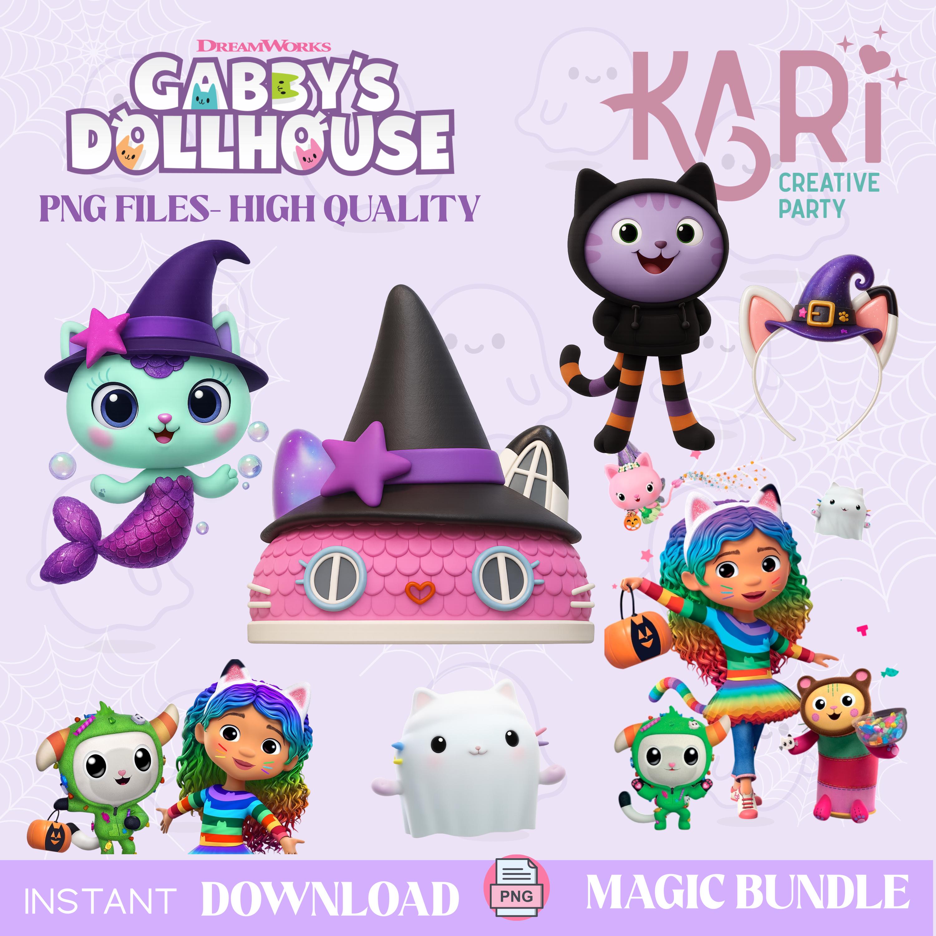 Gabby's Dollhouse Halloween Clipart | Cute Cat Characters PNG