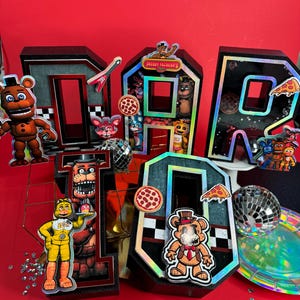 Letra y número en 3D de Five Nights at Freddy's/ Decoración de fiesta de Five Nights at Freddy's/ Cumpleaños de Five Nights at Freddy's