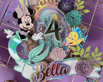 Minnie Mouse cake topper / Minnie mouse mermaid inspired cake topper /Minnie mermaid party decor/ Minnie mermaid birthday party