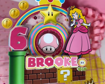 Princess Peach Cake Topper | Mario Bros Inspired Birthday Decor | Pink Princess Party | Princess Peach Birthday Party
