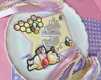 Winnie the Pooh High Chair/ Winnie the Pooh 1st Birthday banner/ Winnie the Pooh girly banner/ Winnie the Pooh girly party decor/