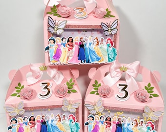 Cajas de recuerdos para fiestas de princesas/Cajas de golosinas rosas/Decoración de cumpleaños de princesas