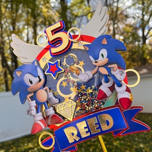 Sonic The Hedgehog Cake Topper/ Sonic Cake Topper/ Sonic party decoration / Sonic 3D Cake Topper/ Sonic Theme Party/ boy cake topper