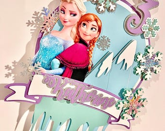 Frozen inspired Cake Topper/ Frozeen Party Decor/ Princess cake topper/ Princess party decor