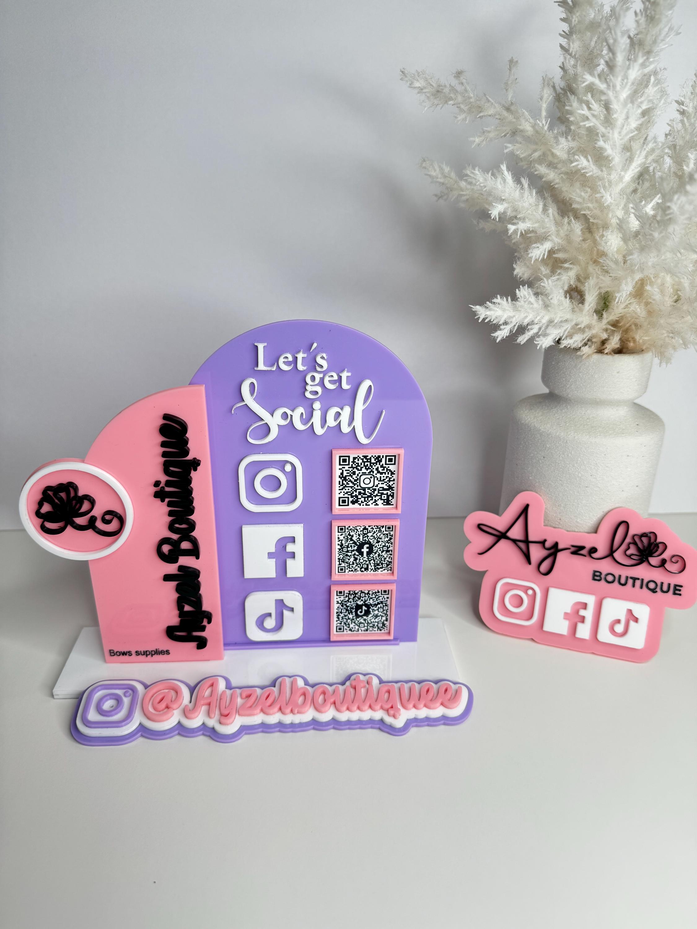 Social Media stand, small business QR code, Business social media stand, social media QR code and NFC tag,Social media Acrylic stand