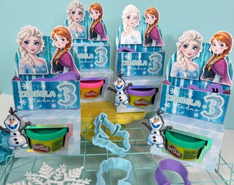Playdoh favor box/ Frozen Playdoh activity box/ Frozen favor box/ Kids Birthday Party Activity | Custom Theme Playdoh Box