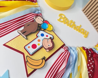 Curious George High Chair Banner/ Curious George 1st Birthday banner/ Curious George party decor