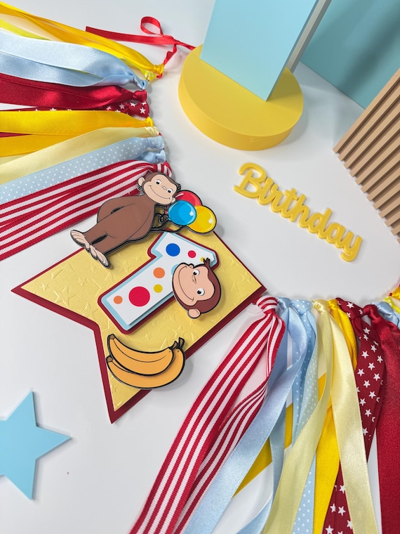 Curious George High Chair Banner/ Curious George 1st Birthday banner/ Curious George party decor