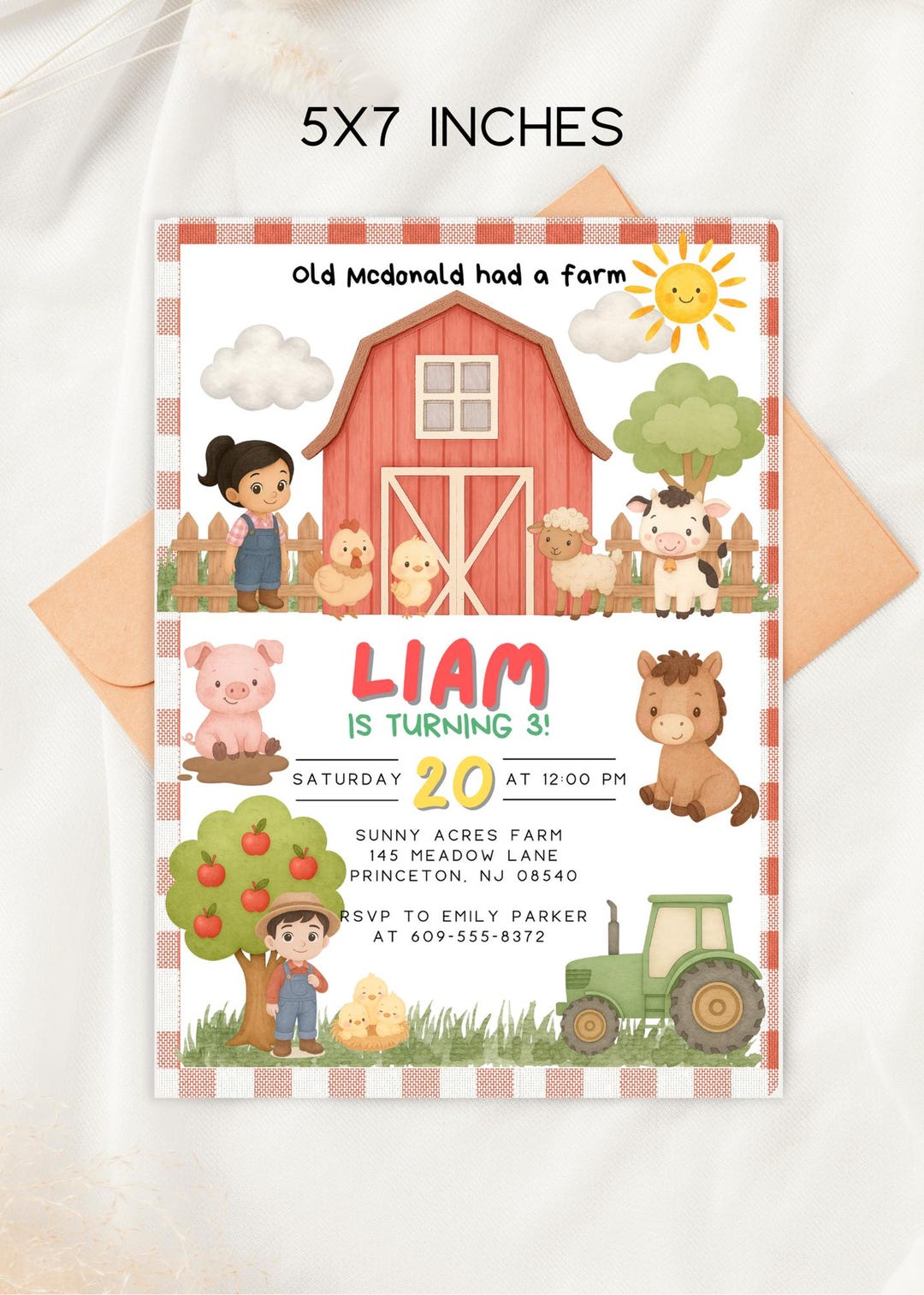 Farm Animals Birthday Invitation/ Editable Canva Template (5x7) - Etsy