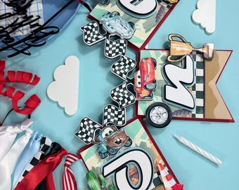 Cars High Chair Banner/  Race Car High Chair Banner/ Cars Birthday Banner/ Race Theme Decor/ First Birthday Banner