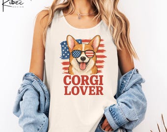 Corgi USA Tank Top: Patriotic Dog Shirt, 4th of July Tee