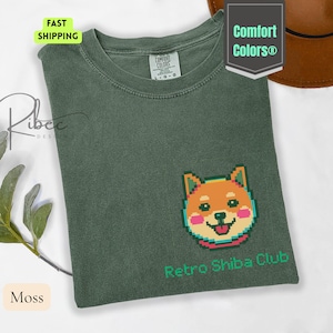 Retro Shiba Club Pixel Art Shirt, Funny Shiba Inu Vintage Tee, Gamer Dog Shirt, 8-Bit Retro Pet Tee, Kawaii Shiba Shirt, Comfort Colors