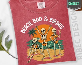 Summerween Comfort Colors Shirt: Spooky Skeleton Halloween Tee