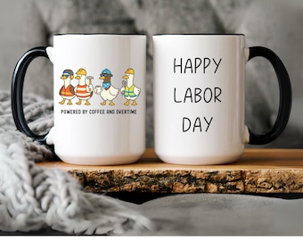 Silly Goose Labor Day Mug, Funny Patriotic Coffee Cup, American Worker Gift, USA Flag Construction Mug, Hard Hat & Construction Worker Gift