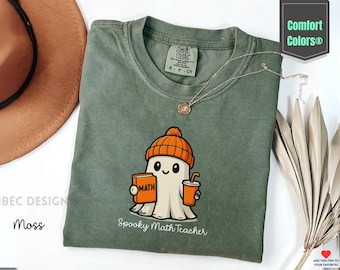 Spooky Math Teacher Shirt, Comfort Colors Halloween Tee, Funny October Teacher Gift, Math Lover Halloween School Shirt, Pumpkin Math Symbol