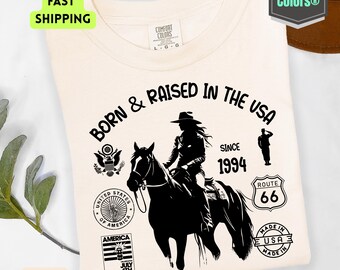 American Cowgirl Comfort Colors Shirt: Personalized USA Rodeo Tee