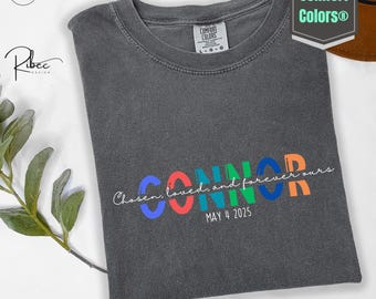 Personalized Adoption Comfort Colors T-Shirt: Custom Name & Date