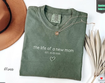 Personalized Mom Era Comfort Colors Tee: Custom New Mom Gift